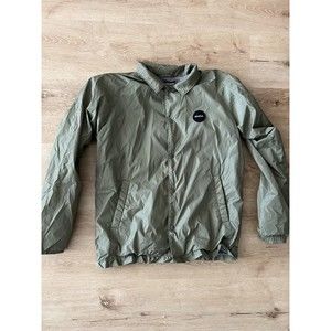 RVCA Jacket Windbreaker Men's Small Olive Green Snap Front